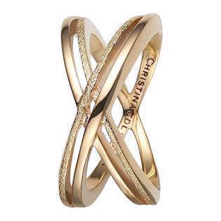 Christina Collect gold-plated Multi Energy Double ring with cross and partly glittering surface, model 4.7.B